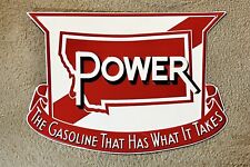 POWER Gasoline, Montana, Embossed Metal Shield Sign, 14” x 20” picture