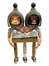 RARE DAVID CHOE CHOEGAL SIAMESE TWIN HAND PAINTED WOOD FIGURE TOY picture