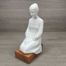 Vintage Hansen Classics Porcelain Praying Woman On Wooden Base (LDS) picture