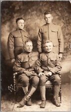 1910s World War I Studio Photo RPPC Postcard 4 Affectionate Soldiers / UNUSED picture