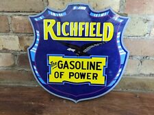VINTAGE RICHFIELD GASOLINE PORCELAIN GAS STATION PUMP SIGN 11.5