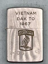 Vintage 1966 Vietnam Dak To 1967 Airborne Chrome Double Sided Zippo Lighter picture