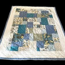 Vintage Patchwork Quilt 80x62 Hawaiian Tropical Sailboats Blue Gray Green Twin picture