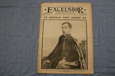 1914 SEPTEMBER 4 EXCELSIOR JOURNAL -LE NOUVEAU PAPE BENOIT XV - FRENCH - NP 8555 picture