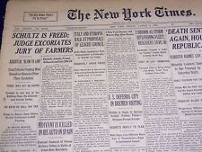 1935 AUG 2 NEW YORK TIMES - SCHULTZ IS FREED, JUDGE EXCORIATES JURY - NT 2009 picture