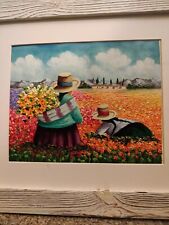 Peruvian original oil painting, farm, flowers, Mexican, art 16