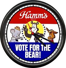 Hamm's Hamms Beer Bear Vote For President Tavern Donkey Elephant Sign Wall Clock picture