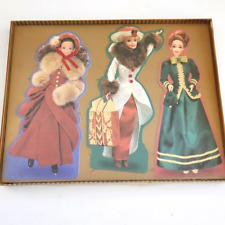 Vintage Hallmark Barbie Victorian Christmas Cards Set of 3 Embossed Cards 1996 picture