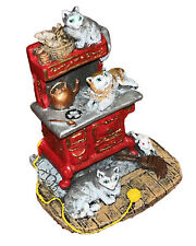 Vintage Image Limited Edition Pewter Mini Painted Mouse Mice Cats Stove Yarn Tea picture