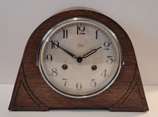 Antique Early 20th Century c1930s German Haller & Tymo Oak Chiming Mantel Clock picture