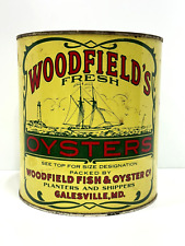 Vintage Advertising Woodfield’s Fresh Oysters 1 Gallon Can collectible picture