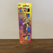 Looney Tunes Pencils Road Runner Wiley E Coyote Wood Set-4 New Vintage 1996 picture