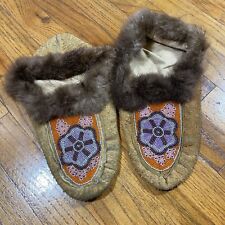 Beaded Native American Moccasins, handmade antique indigenous first nations picture