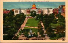 Vtg 1930s Boston Common and State House Massachusetts MA Unused Linen Postcard picture