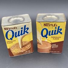 VTG Set of 2 Nestle Quik 16 oz Chocolate Flavor Cardboard + Metal Tins Container picture