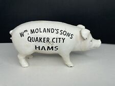 Vintage WM MOLAND’S SONS QUAKER CITY HAMS Advertising Piggy Bank Cast Iron picture