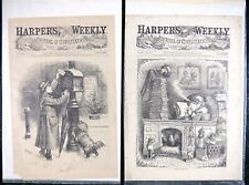 1871, 1879 Thomas Nast Christmas, Two Harper's Weekly Cover Page, Rare Antique picture