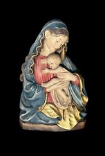 Anri Wood Carving 10” Mary And Child Jesus Signed By Ulrich Bernardi picture