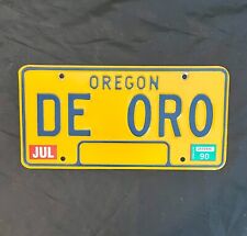 Vanity License Plate DE ORO Oregon Man Cave She Shed Vintage Spanish Real picture
