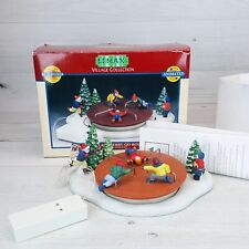 Lemax Snow Village Porcelain Merry Go Round Kids Playground Battery Retired 1996 picture