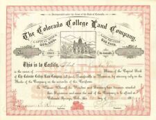 Colorado College Land Co Stock signed by Edward Payson Tenney - Autograph Stock  picture