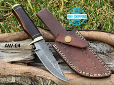 Custom Handmade Forged Damascus Steel HUNTING Knife Natural Wood & BrassHandle picture