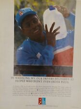 1990 Print Ad Domino's Pizza Delivery Guy Man Water Donation Wheeling Oil Spill picture
