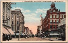 Fort Wayne, Indiana Postcard CALHOUN STREET Downtown Scene / 1919 IND. Cancel picture