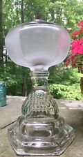 Antique Findlay Glass Kerosene Stand Lamp Fishscale with Frosted Panelled Font picture
