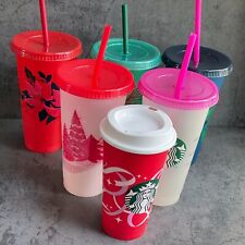 6 Cups, 5-pc Starbucks Reusable Cold Cups 24oz,  1-pc Tumbler 50 Years 16oz, EUC picture