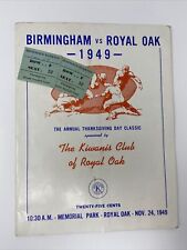 1949 Birmingham vs Royal Oak Michigan High School Football Program w/ Tickets picture
