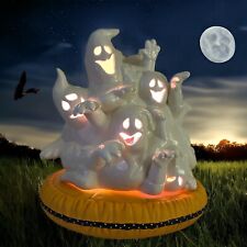 Vintage Ceramic Group Of Ghosts W/Lighted Base Kimple Mold 11