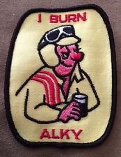 I Burn Alky Vintage Patch NOS Alcohol Beer Rat Hot Rod Car Racing Drag Funny picture