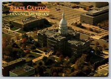 State Capitol Building Lansing Michigan Aerial View MI Continental Postcard picture