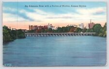 Lemon Bang~Arkansas River With Portion Of Wichita Kansas Skyline In View~PM 1955 picture