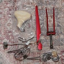 Lot Old Vintage Red (Firestone Warrior) Bike Bicycle Parts Seat Handlebars Stand picture