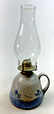 Vintage Glazed Ceramic Stoneware Oil Lamp with Handle picture