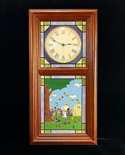 The Peanuts Snoopy Danbury Mint Spring panel Stained Glass Wall Clock 18” tall picture