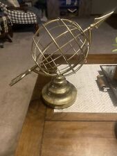 Vintage Celestial Nautical Metal Silver-Brass Toned Armillary Arrow Sphere Art  picture