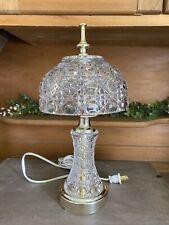 Vintage CRYSTAL Clear Cut Glass Lamp with Shade Table Boudoir Light 12