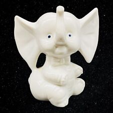 Vintage Edsin Japan Porcelain Blue Eye Elephant Trunk Up Figurine 3.5”T 3.5”W picture