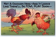 c1930's Anthropomorphic Chicken Hen Smoking House Unposted Vintage Postcard picture