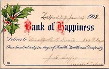 1908 Christmas Postcard Bank Of Happiness picture