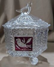 Hofbauer Red Byrde Crystal Collection Lidded Compote Bird Footed LNC JD picture