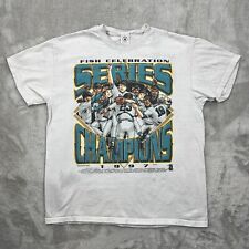 Vtg Florida Marlins Shirt Mens Large Gray Caricature World Series Champions 90s picture