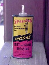 OLD SPALDING SPEED-EE MITT and GLOVE DRESSING CAN TIN BASEBALL SPORTS COLLECTOR picture