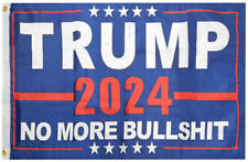 Trump 2024 No More Bull$hit Blue 100D Woven Poly Nylon 6x10 6'x10' Flag Banner picture