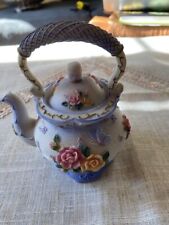 A. Richesco Corp Resin Hand painted Floral/Butterfly Lidded Teapot FA191 picture