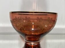 VTG. Bohemian MOSER painted Gold engraved Cranberry Ruby Bowl W/ Floral Motif picture