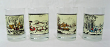 Vintage 1981 CURRIER & IVES Arby's Christmas Tumblers Glasses Set of 4 picture